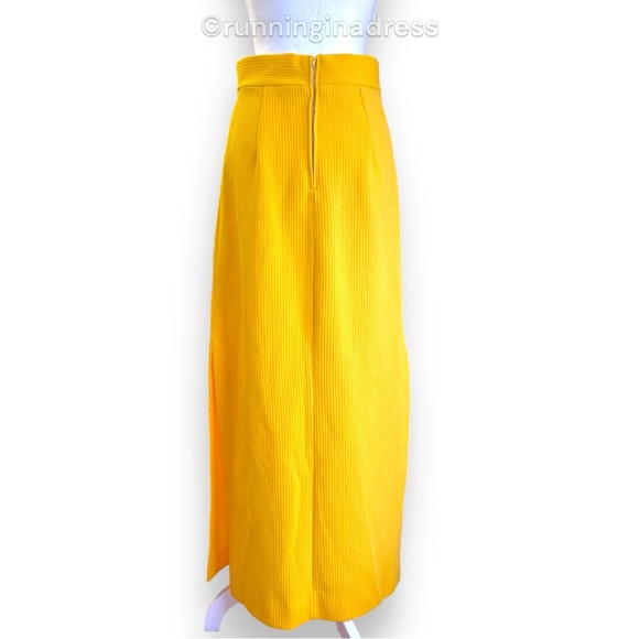 Vintage 70’s Yellow High Waisted Double Side Slit Maxi Skirt See Measurement - Picture 5 of 16